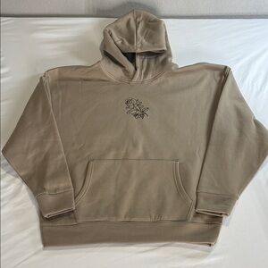 All Saints Beige Hoodie with Floral Embroidery